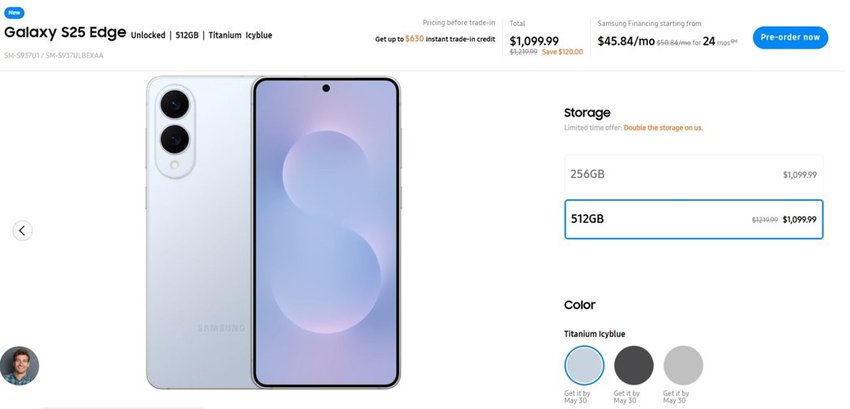 Samsung Galaxy S25 Edge 港版售＄8398 起：5.8mm鈦金屬機身